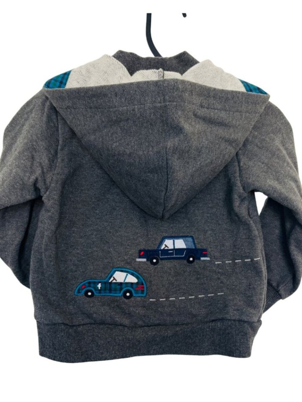 Familiar Kids Hoodie Jacket Size 100 Gray Car Embroidery Zip Up Hoodie Removable